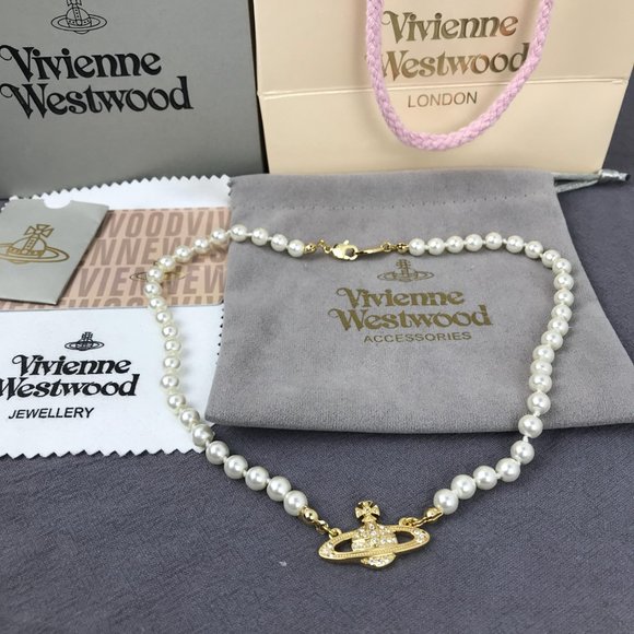 BRAND NEW Vivienne westwood gold Orb Pearl Choker Necklace - Picture 2 of 11